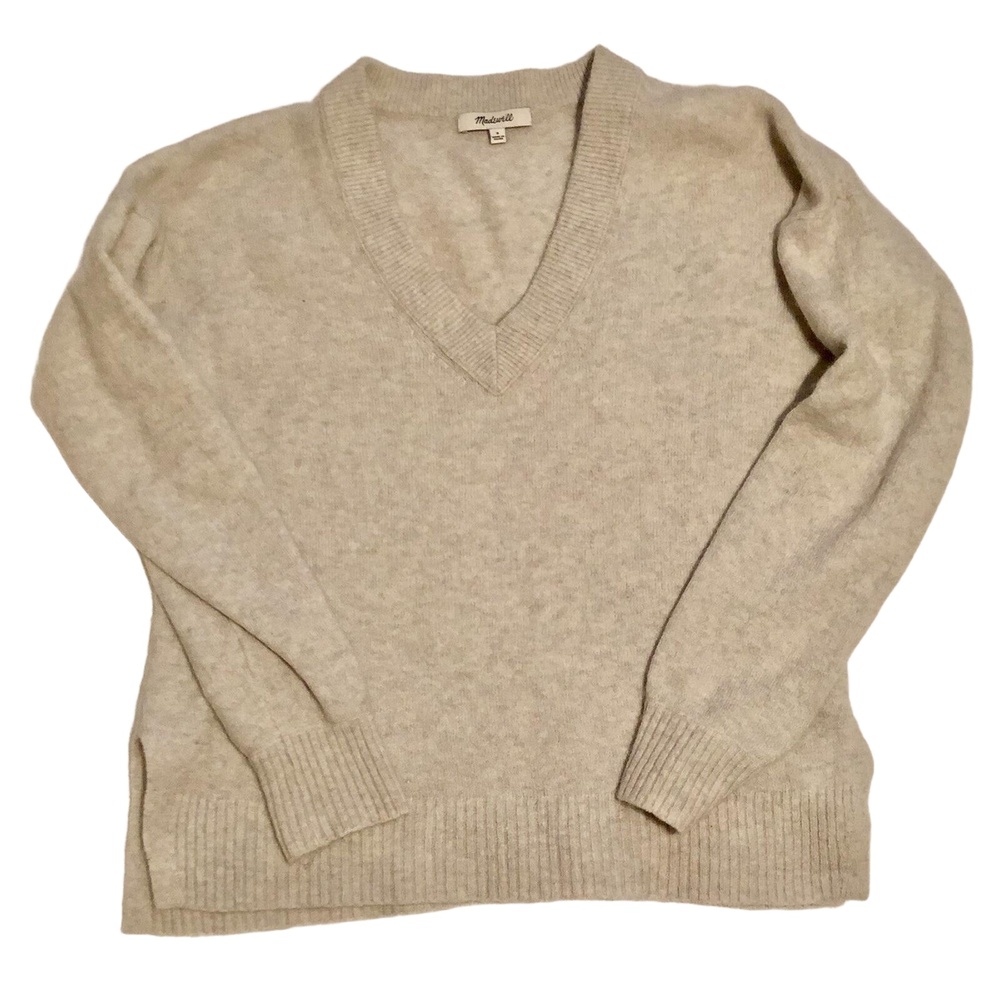 Madewell Cream V-Neck Sweater